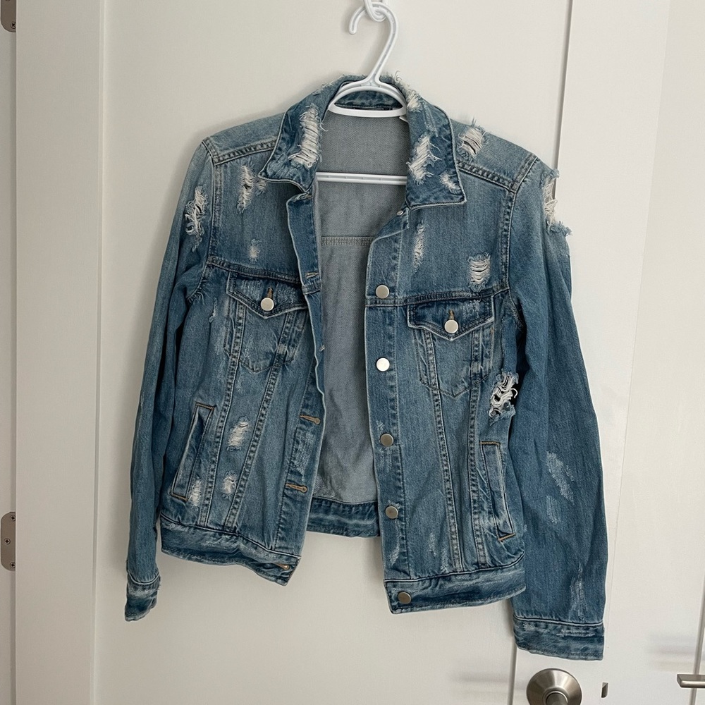 BP distressed cutout jean jacket.